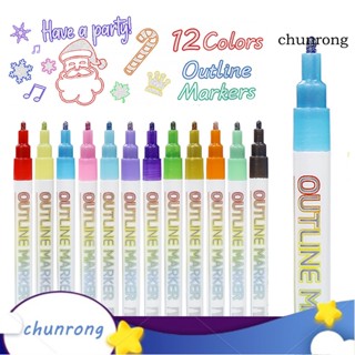 Chunrong ปากกาไฮเอฟเฟค เรืองแสง 8 12 สี จับสบาย สําหรับวาดภาพ การ์ดคริสต์มาส DIY 1 ชุด