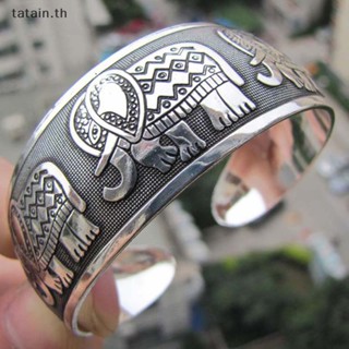 Tatain ขายดี ใหม่ กําไลข้อมือ ทิเบต ทิเบต สีเงิน สําหรับผู้หญิง TH