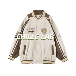 CHILLG LAB เสื้อโค้ทผู้ชาย แฟชั่น คู่ สไตล์เกาหลี ลำลอง หลวม เสื้อแจ็คเก็ตแขนยาว ผ้าคุณภาพสูง จัดส่งรวดเร็ว