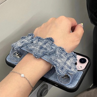 Ins Niche Denim XINGX เคสโทรศัพท์มือถือ กันตก ป้องกัน พร้อมสายคล้องมือ สําหรับ Apple Iphone 14promax 13 11 14pro 13pro 14