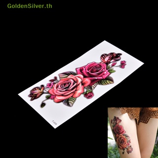 Goldensilver สติกเกอร์รอยสักชั่วคราว ลายดอกกุหลาบ กันน้ํา แฟชั่น สําหรับผู้หญิง