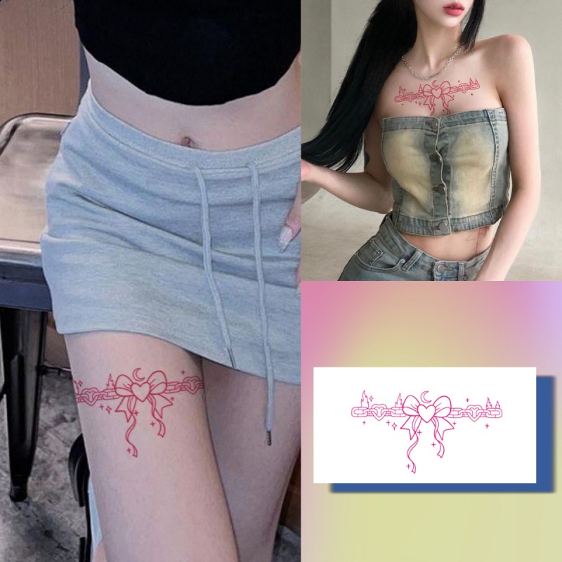 สติกเกอร์รอยสักชั่วคราว ลายผีเสื้อ สีชมพู กันน้ํา ติดทนนาน 7 วัน
