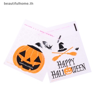 ｛Halloween Decor｝ถุงพลาสติกใส่ขนมคุกกี้ บิสกิต ขนมขบเคี้ยว ลาย Happy Halloween 100 ชิ้น ~