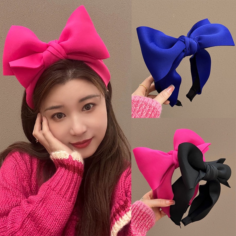 ใหม่ โบว์ใหญ่ ที่คาดผม แฟชั่น หวาน สีพื้น ที่คาดผม ผู้หญิง เครื่องประดับผม