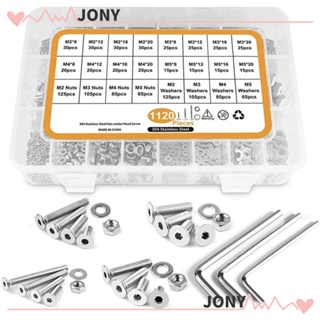 Jy1 ชุดแหวนรองน็อต สกรูหัวแบน สเตนเลส 304 M2 M3 M4 M5 พร้อมกล่องเก็บ 1120 ชิ้น