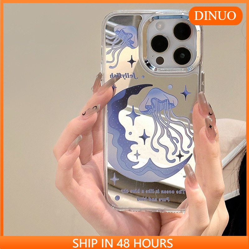 เคสโทรศัพท์มือถือกระจก ลายแมงกะพรุน สามในหนึ่ง สําหรับ iphone15 14promax 13 12 pro promax 11 DINUO