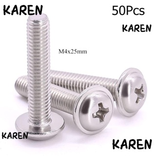 Karen สกรูไดร์ฟฟิลลิปส์ สเตนเลส 304 M4X25 มม. ยาว 25 มม. คุณภาพสูง 50 ชิ้น