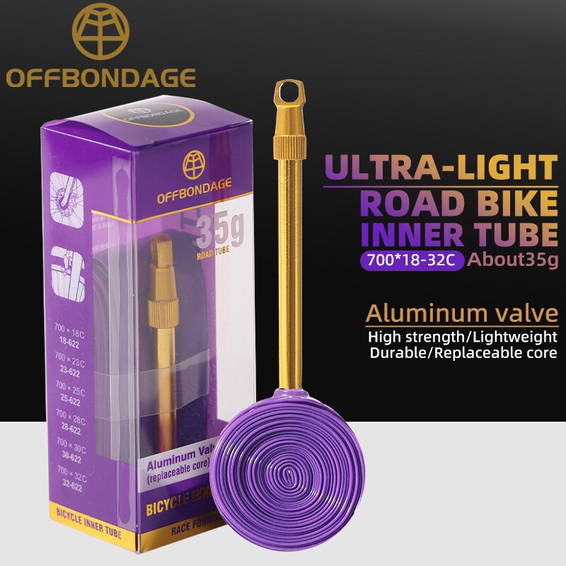 Offbondage ยางในจักรยาน 700C พร้อมวาล์วอลูมิเนียมอัลลอย 35 กรัม ทนแรงดันสูง เบาพิเศษ 700x18-32C PV 60 80 มม. สําหรับจักรยานเสือหมอบ