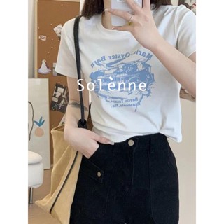 Solenne เสื้อครอป เสื้อยืดผู้หญิง ครอป baby tee สาวเรโทร 2023 NEW Style 073104