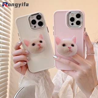 เคสโทรศัพท์มือถือ TPU แบบนิ่ม ลายการ์ตูนแมวน่ารัก มีป็อบอัพ สําหรับ Vivo Y20 Y20i Y20S Y20T Y20A Y12S Y12A Y11S IQOO U5 Neo 7 SE