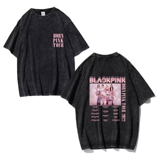 【ขายดี】เสื้อยืดคอกลม แขนสั้น พิมพ์ลาย Blackpink สไตล์ยุโรปและอเมริกา แฟชั่นสตรีท