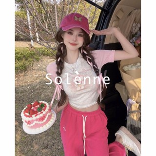 Solenne  เสื้อครอป เสื้อยืดผู้หญิง ครอป baby tee สาวเรโทร 2023 NEW Style Comfortable ทันสมัย สวย Korean Style A99J1QC 36Z230909