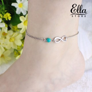 Ellastore123 สร้อยข้อเท้า ลูกปัดอินฟินิตี้ สไตล์โบฮีเมียน สําหรับเดินชายหาด