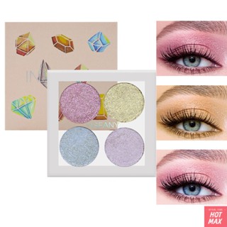 INSFANYs อายแชโดว์ 4-Grid Mashed Potato Waterproof Long Lasting High-disc Crystal Mud Color-changing Embellishment Brightens and Dazzles Eye Makeup [hotmax]