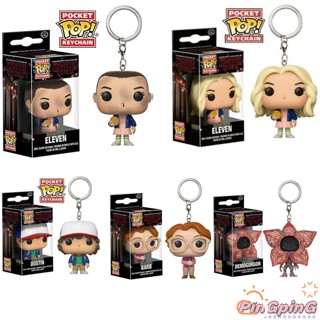 พวงกุญแจฟิกเกอร์ PIN Funko Pop Stranger Things Dustin Eleven พร้อม Eggo Barb