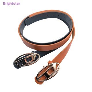 Brightstar ใหม่ เข็มขัดหนัง PU ตัวอักษร D สําหรับผู้หญิง ผู้ชาย พังก์ โลหะ หัวเข็มขัด เข็มขัดรัดเอว เข็มขัด ตกแต่งที่เรียบง่าย ใหม่