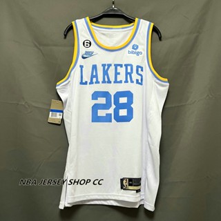 【คุณภาพสูง】ใหม่ ของแท้ NBA 2022-23 Los Angeles Lakers สําหรับผู้ชาย #28 เสื้อกีฬาแขนสั้น ลายทีม Rui Hachimura Swingman สีขาว สไตล์คลาสสิก