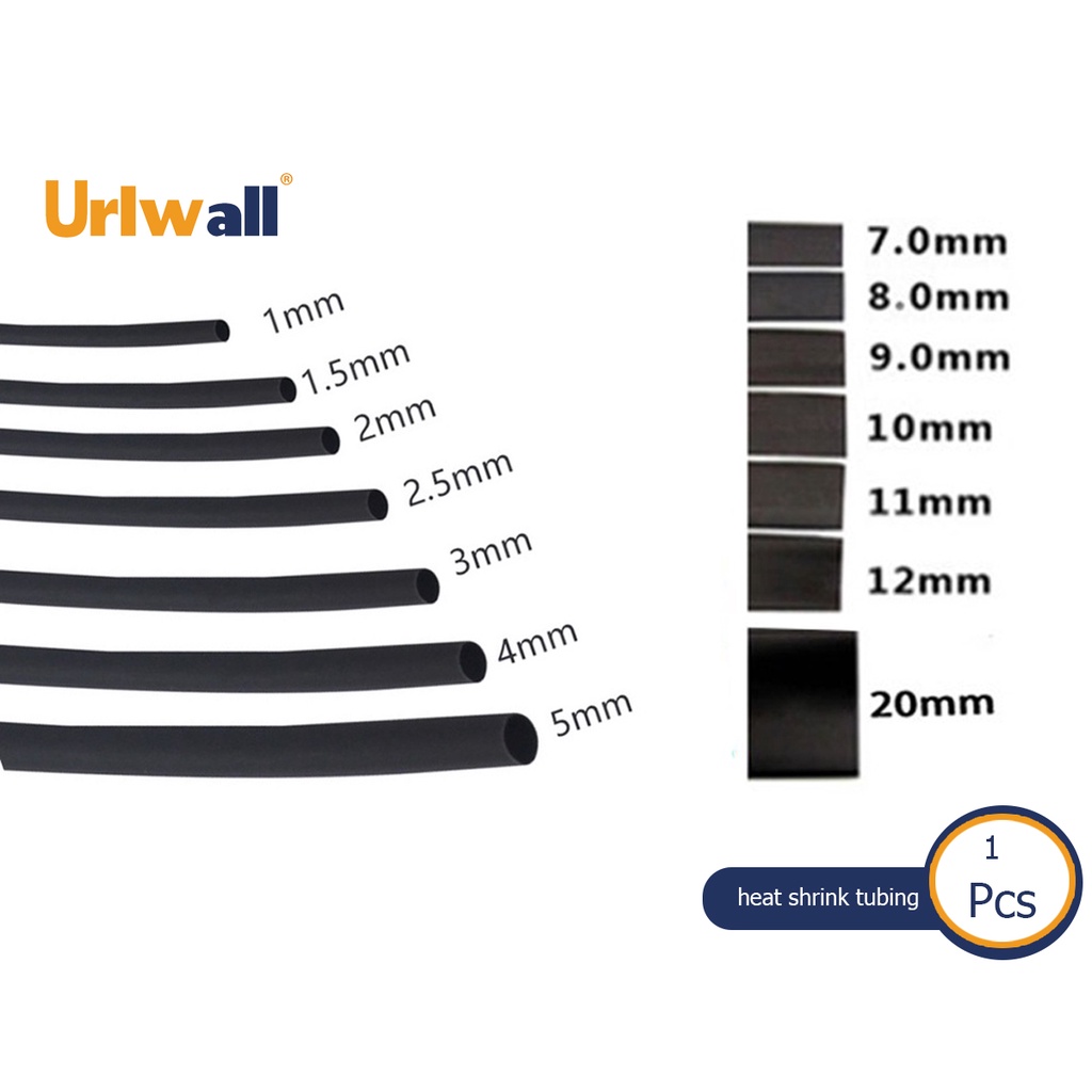 Urlwall 5 ชิ้นท่อหดความร้อน, 1 ม. หลอดหดความร้อนทุกชนิด อุปกรณ์มอเตอร์ไซค์