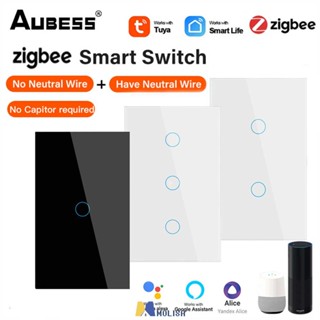 111tuya Zigbee Smart Light Switch, Neutral Wire/no Neutral Wire Required Wall Touch Switch ทำงานร่วมกับ Alexa, Google Home MOLISA