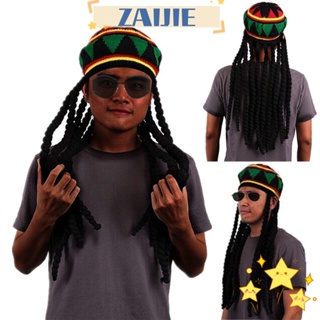 Zaijie24 หมวกบีนนี่ถักโครเชต์ ลาย Dreadlocks Reggae Bob Marley