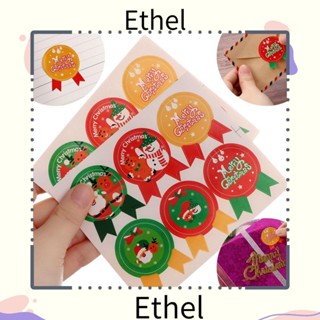 Ethel1 สติกเกอร์กระดาษ ลายซานต้าคลอส สําหรับตกแต่งกล่องของขวัญ เทศกาลคริสต์มาส