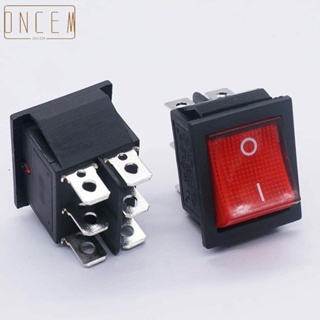 【ONCEMOREAGAIN】1x Plastic W/RED Neon Lamp AC 250V/125V DPDT Contact DPDT ON-ON Durable