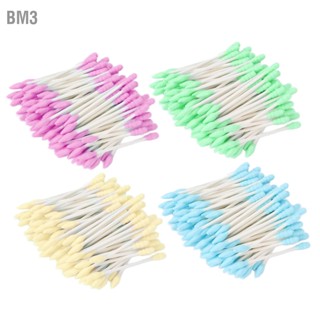 BM3 100 ชิ้นแต่งหน้า Double Tip Swab เคล็ดลับความแม่นยำคู่ที่มีสีสันทิ้ง Cotton Swabs Cosmetic สำหรับผู้หญิง