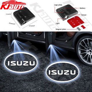 โคมไฟโปรเจคเตอร์ LED ไร้สาย ลายการ์ตูน Isuzu D Max D-Max Mu-x Mu x Trf HD 3D สําหรับติดประตูรถยนต์ 2 ชิ้น ต่อชุด