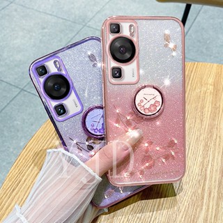 เคสโทรศัพท์มือถือ TPU นิ่ม กันกระแทก ลายดอกกุหลาบ ประดับเพชรเทียม สําหรับ Huawei P60 Pro P60