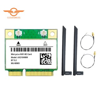 การ์ด WiFi AX210HMW พร้อมเสาอากาศ WiFi 6E Mini PCI-E AX210 802.11Ax/Ac 2.4G/5G/6Ghz BT5.2 สําหรับแล็ปท็อป