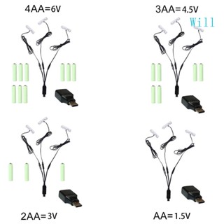 Will 3in1 6V AA แบตเตอรี่ เป็น USB Type C ไฟฟ้า สําหรับถังขยะอัตโนมัติ ไฟคริสต์มาส แปรงสีฟัน กล้อง ไฟฉาย keyboa