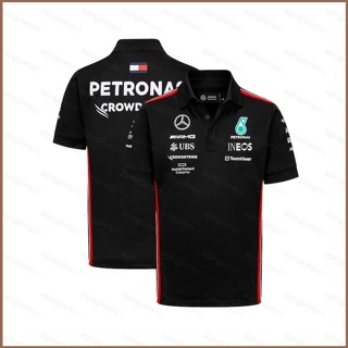 เสื้อยืดโปโลแขนสั้น ลายทีมแข่งรถ Mercedes AMG F1 สีดํา พลัสไซซ์ HQ1 2023 สําหรับผู้ชาย และผู้หญิง QH1