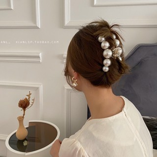 Spot second hair# Korean style elegant pearl clip large head spoon clip headwear hair clip advanced sense shark clip 2022 new womens 8.cc