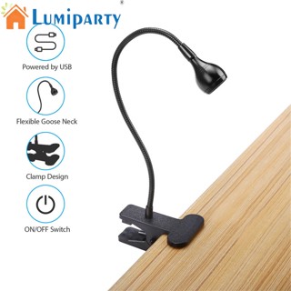 Lumiparty โคมไฟอ่านหนังสือ Led 1w คอห่าน ยืดหยุ่น ปรับมุมได้ ชาร์จ Usb แบบคลิปหนีบโต๊ะ