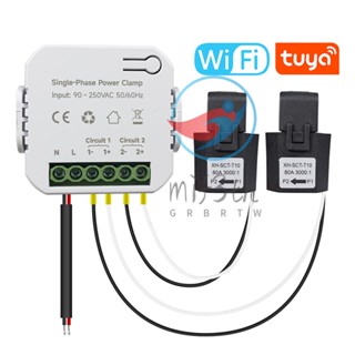 Tuya เครื่องวัดพลังงาน Wifi เฟสเดียว 80A พร้อมแคลมป์ CT แอพโทรศัพท์มือถือ Kwh มอนิเตอร์ไฟฟ้า 90- 250VAC 50/60Hz