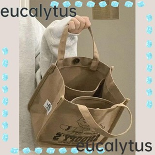 Eucalytus1 กระเป๋าผ้าแคนวาส ทรงโท้ท พิมพ์ลายการ์ตูน จุของได้เยอะ สําหรับเดินทาง