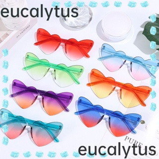 Eucalytus1 แว่นตากันแดด UV400 รูปหัวใจ ไล่โทนสี ไม่มีขอบ ป้องกัน UV400 สําหรับชายหาด ท่องเที่ยว สตรีทแวร์