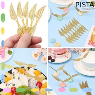 Pista ป้ายกระดาษคราฟท์ ลายปีกกลวง สีทอง สร้างสรรค์ สําหรับใส่เค้ก ช็อคโกแลต คัพเค้ก ลูกอม 100 ชิ้น