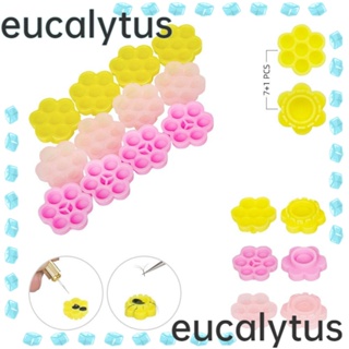 Eucalytus1 ถ้วยกาวต่อขนตา แบบพลาสติก รูปดอกกุหลาบ สีเหลือง ใช้แล้วทิ้ง 100 ชิ้น