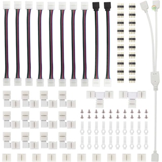 Tomobetter ชุดอุปกรณ์เชื่อมต่อสายไฟ LED 5050 รูปตัว L พร้อมแถบจัมเปอร์ รูปตัว T อุปกรณ์เสริม 95 ชิ้น