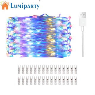 Lumiparty โคมไฟ Led 100 ดวง ยาว 10 ม. พร้อมคลิปหนีบ 50 ชิ้น สําหรับตกแต่งปาร์ตี้คริสต์มาส ห้องนอน วัยรุ่น