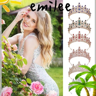 Emilee มงกุฎคริสตัล ฮาโลวีน เครื่องแต่งกาย ผ้าโพกศีรษะ พลอยเทียม ปาร์ตี้วันเกิด เจ้าหญิง ที่คาดผม