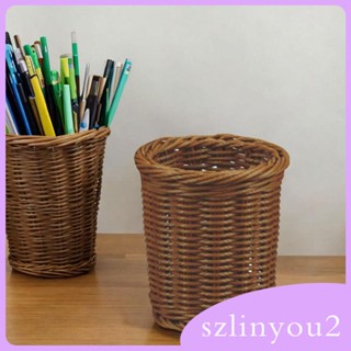 [szlinyou2] ชั้นวางปากกา ดินสอ แปรงแต่งหน้า แบบหวายเทียม สําหรับโรงเรียน บ้าน