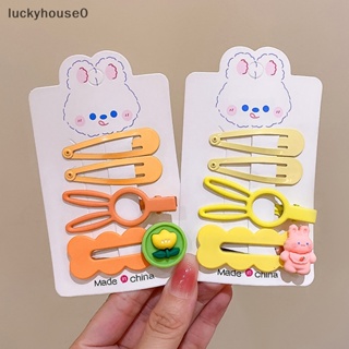 Luckyhouse0^^ กิ๊บติดผม ด้านข้าง สีแคนดี้ สไตล์เกาหลี สําหรับผู้หญิง 4 ชิ้น ต่อชุด