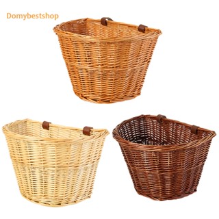 [Domybestshop.th] ตะกร้าหวายด้านหน้า พร้อมเข็มขัด สไตล์เรโทร สําหรับรถจักรยาน