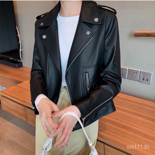 [Autumn New Product] 2023 autumn and winter New First layer sheep leather leather leather coat womens lapel handsome motorcycle leather coat YDYV