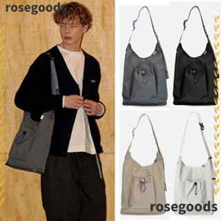 Rosegoods1 กระเป๋าสะพายไหล่ ผ้าไนล่อน ทรงบักเก็ต น้ําหนักเบา สีพื้น แฟชั่นฤดูร้อน สําหรับสตรี