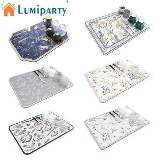 Lumiparty แผ่นรองจาน พรมเช็ดเท้า กันลื่น ดูดซับน้ําได้ดี สําหรับห้องครัว