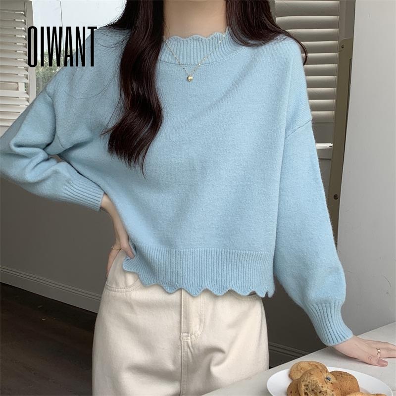 Oiwant เสื้อกันหนาวลําลอง แขนยาว คอกลม สีพื้น เข้ากับทุกการแต่งกาย สไตล์ฝรั่งเศส สําหรับผู้หญิง 2023