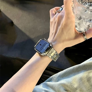 หรูหรา Strap + สําหรับ Smart Watch S11 10 46 มม.49 มม.7 6 5 SE 4 3 สแตนเลส Soild Band สําหรับ iWatch 41 มม.45 38/42 40/44 Link